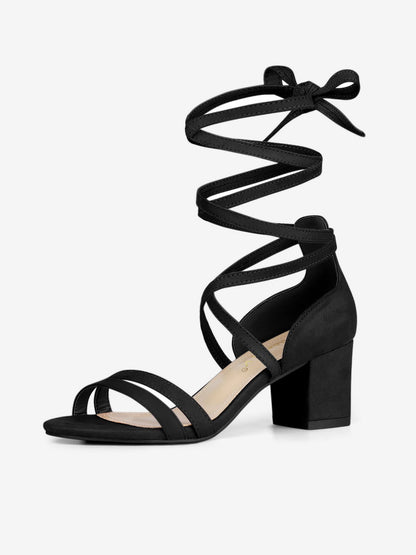 Open Toe Lace-Up High Heel Sandals