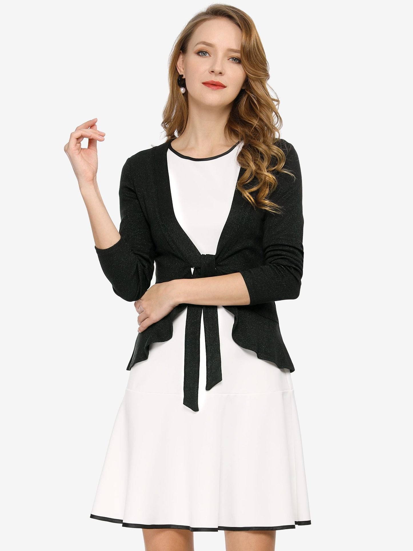 Tie Front Long Sleeve Open Cardigan