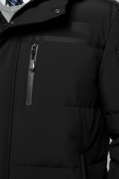 Men's Waterproof Insulated Long Coat with Hood for Cold Weather