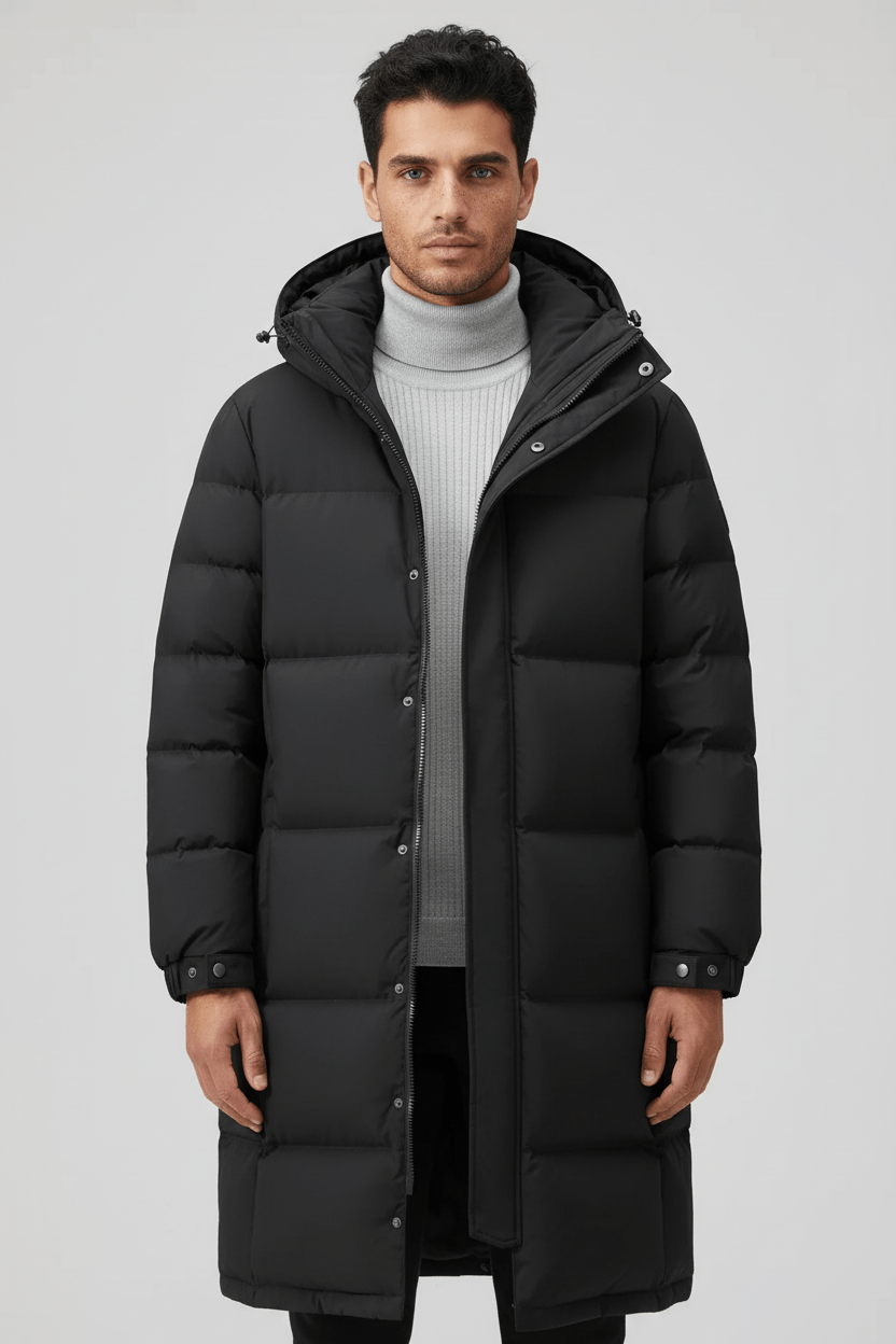 Men's Warm Insulated Hooded Trench Coat for Cold Weather