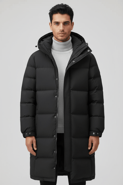 Men's Warm Insulated Hooded Trench Coat for Cold Weather