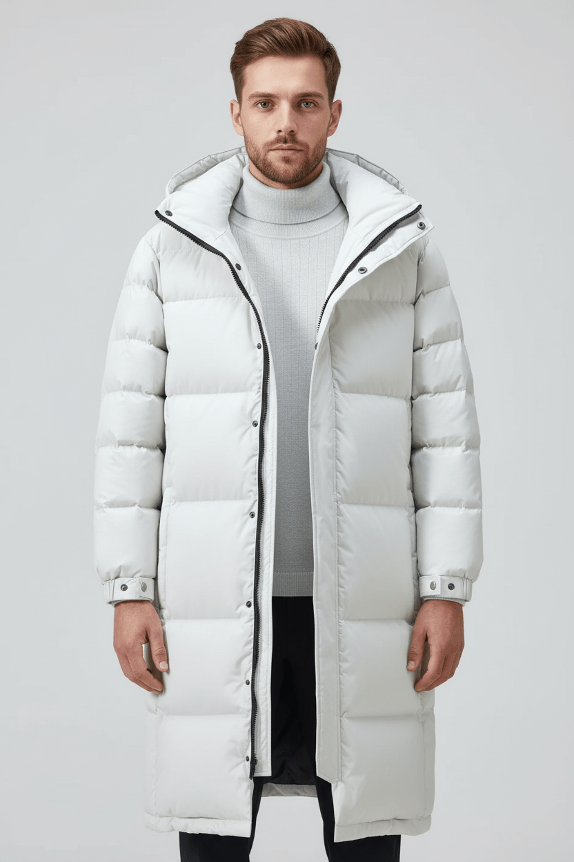 Men's Warm Insulated Hooded Trench Coat for Cold Weather