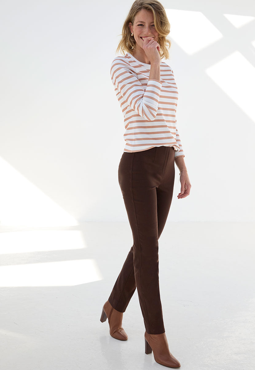 Easy Fit Slim Leg Trouser - Chocolate