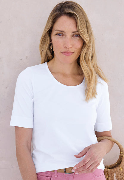 Short Sleeve Cotton Top - White
