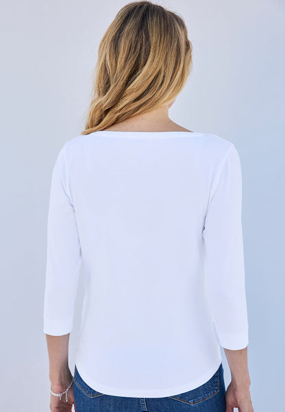 Boat Neck Cotton Top - White