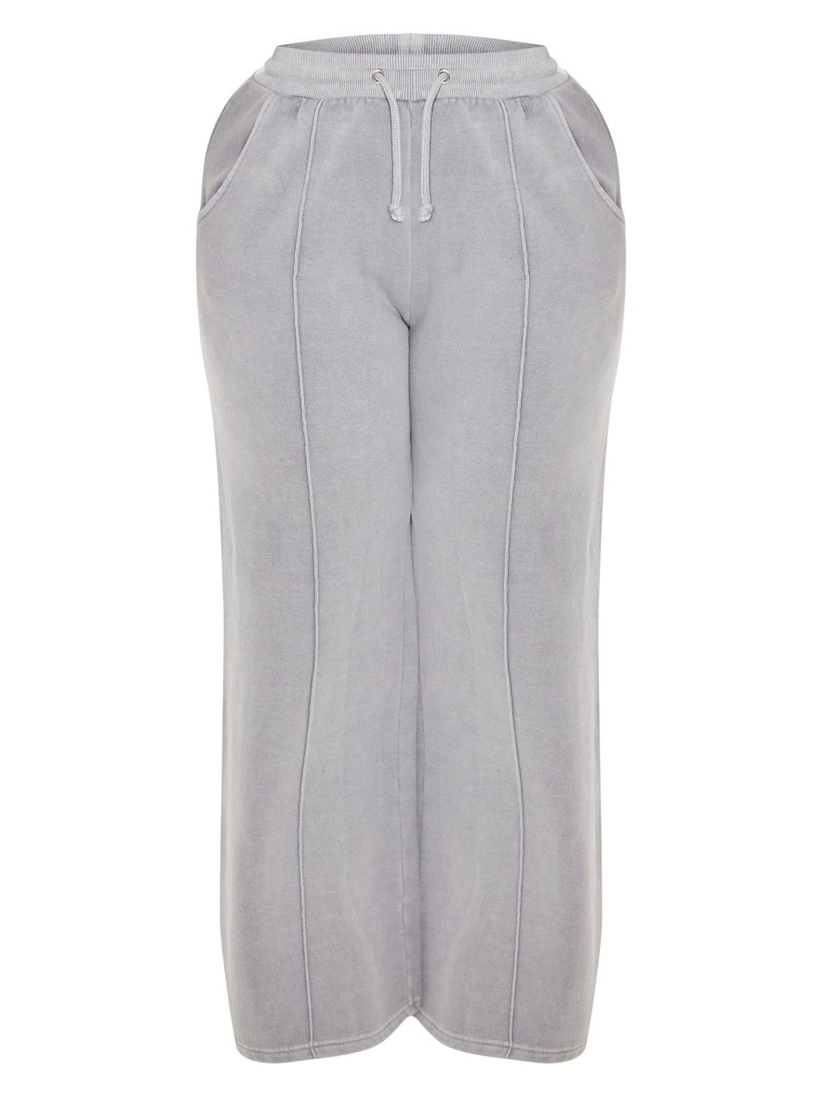 Light Grey Sweat Seam Detail Wide Leg Sweatpants