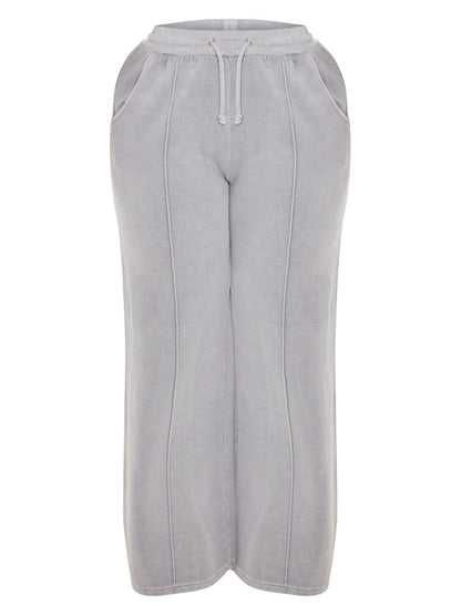 Light Grey Sweat Seam Detail Wide Leg Sweatpants