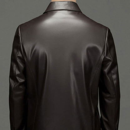 Men’s PU Leather Moto Jacket with Front Zipper