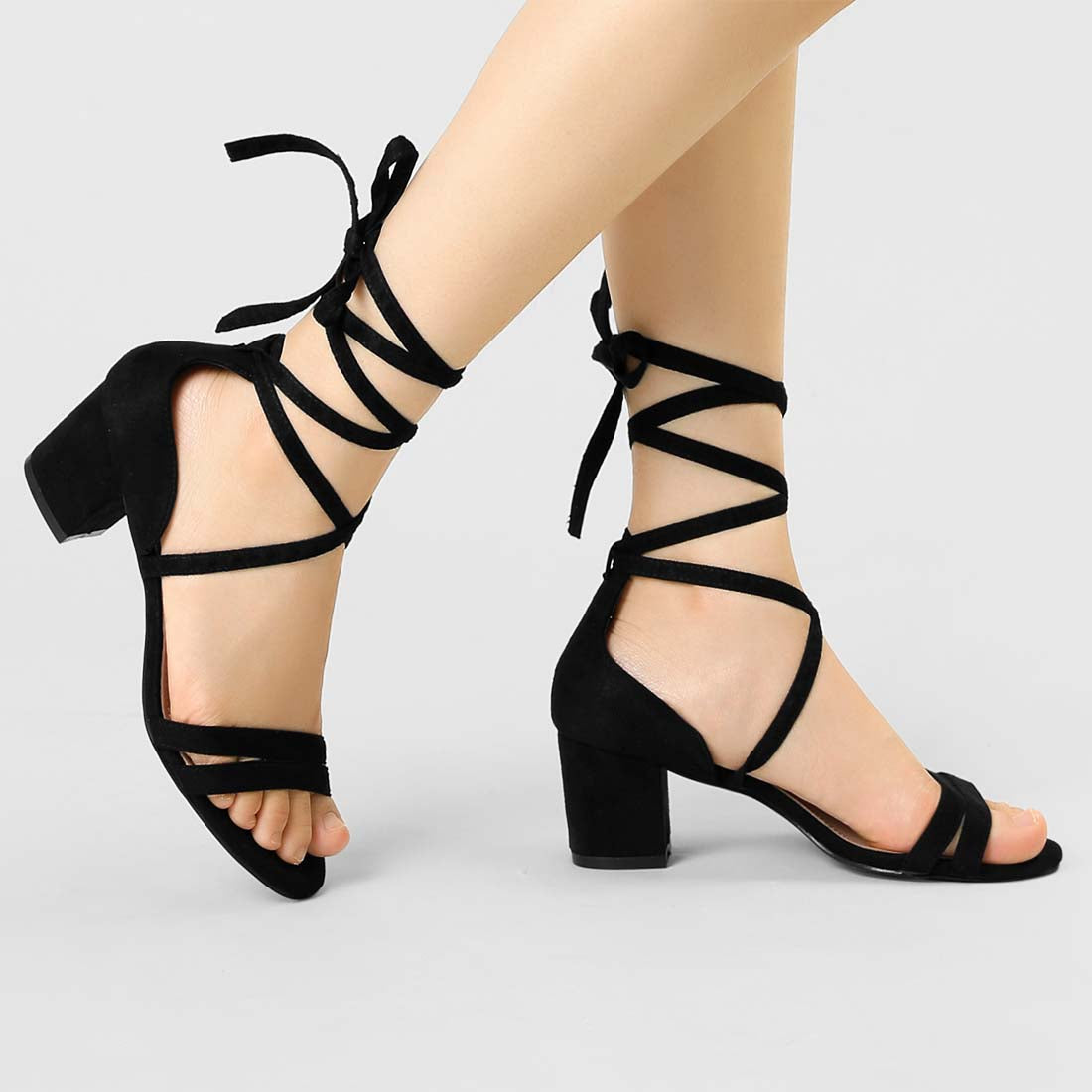 Open Toe Lace-Up High Heel Sandals