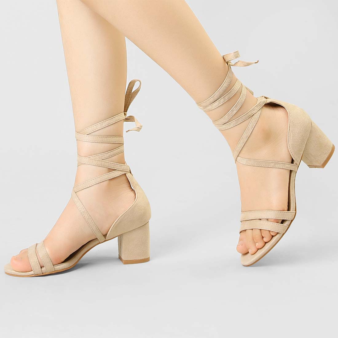 Open Toe Lace-Up High Heel Sandals