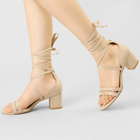 Open Toe Lace-Up High Heel Sandals