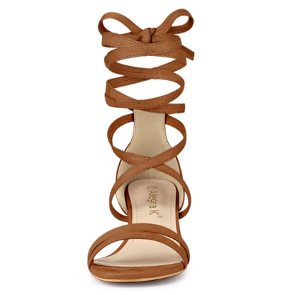 Open Toe Lace-Up High Heel Sandals