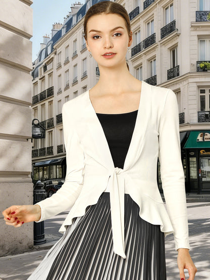Tie Front Long Sleeve Open Cardigan