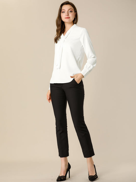 Long Sleeve Pleated Chiffon Blouse