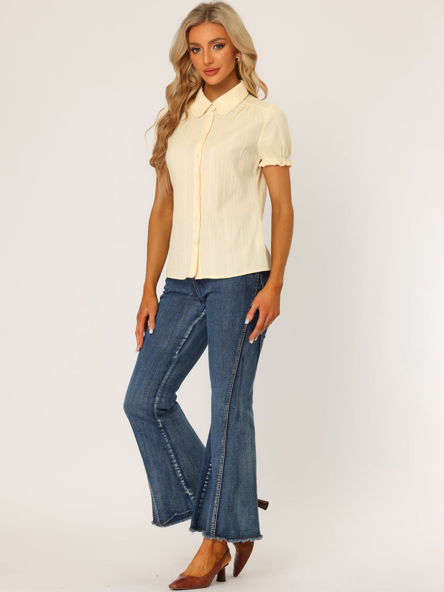 Solid Cotton Blouse Shirt