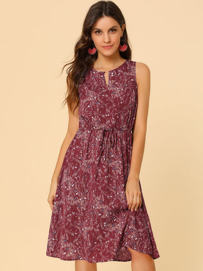 Floral Print Sleeveless Midi Dress