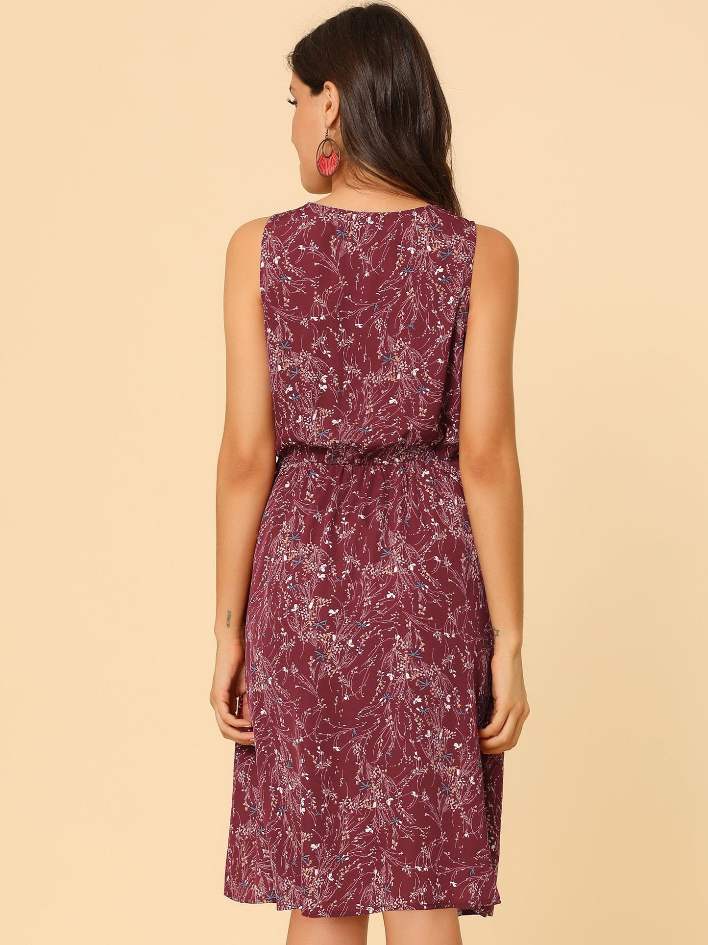Floral Print Sleeveless Midi Dress
