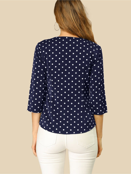 Vintage Polka Dot 3/4 Sleeve Blouse Top