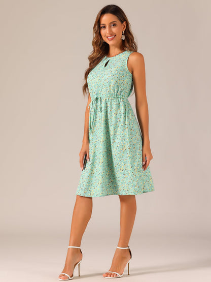 Floral Print Sleeveless Midi Dress