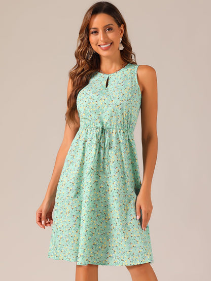 Floral Print Sleeveless Midi Dress