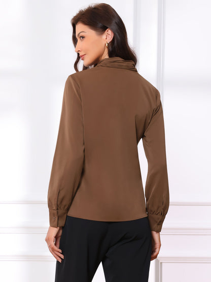 Long Sleeve Pleated Chiffon Blouse